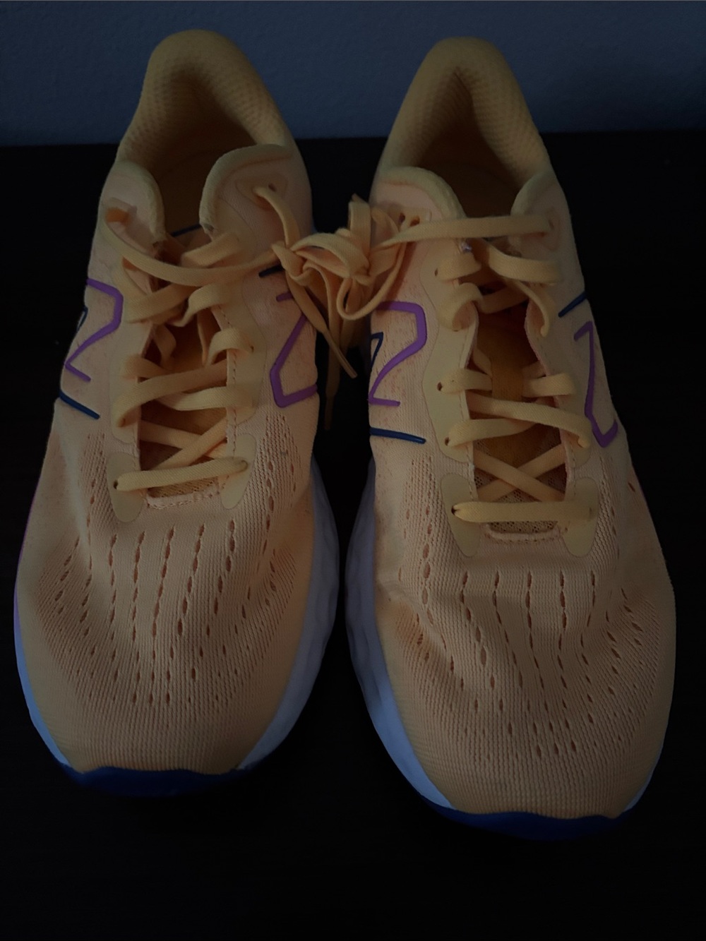 New Balance Yellow Athletic Sneakers with Pink and Purple Accents